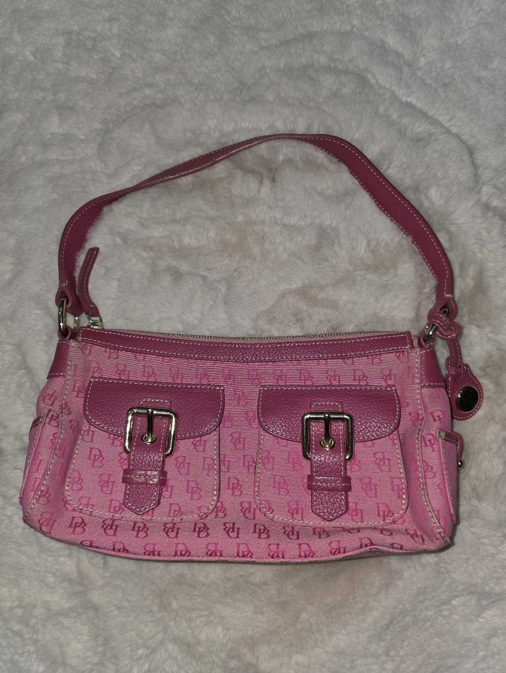 Dooney and Bourke Pink Y2K Monogram Vintage Shoulder Bag - Picture 3 of 12